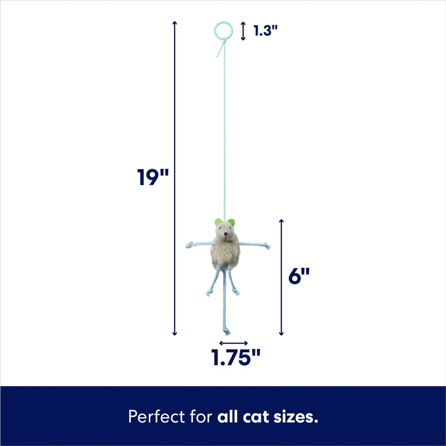 Frisco Bouncy Mouse Plush Teaser Cat Toy With Catnip - Image 2