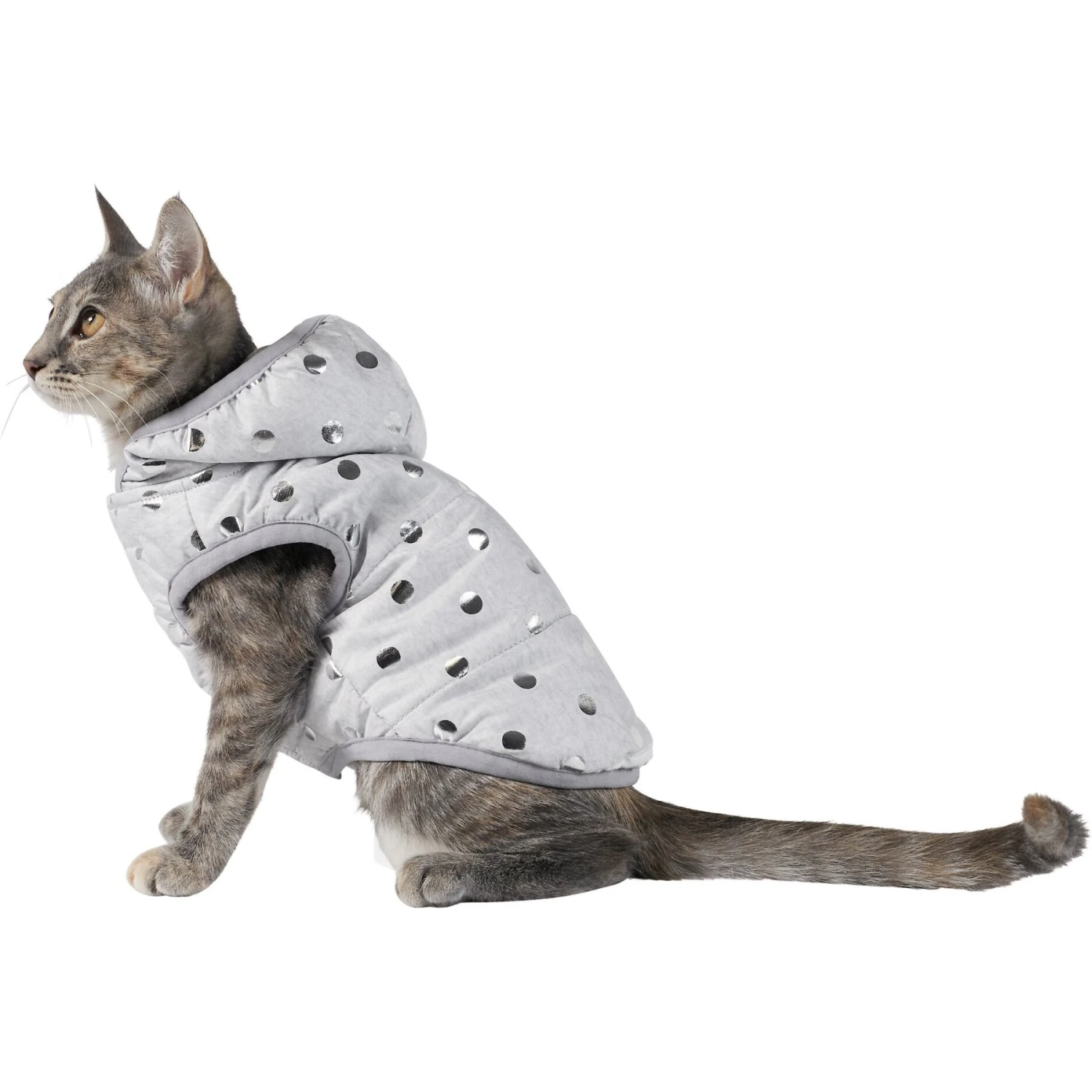 Frisco Mediumweight Silver Polka Dotted Insulated Dog & Cat Coat - Image 3