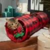 Frisco Holiday Buffalo Plaid Foldable Play Tunnel Cat Toy With Catnip