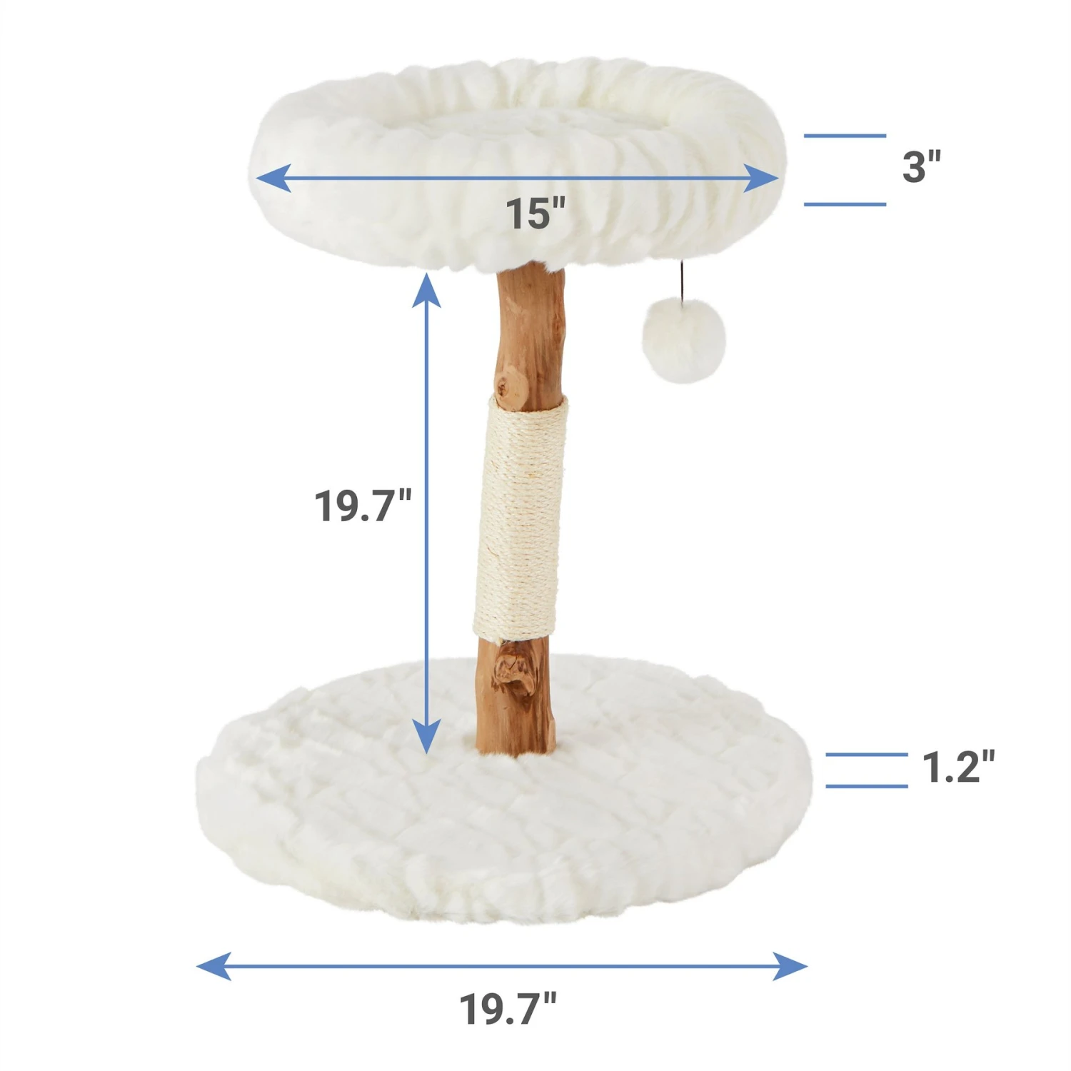 Frisco Natural Wood Modern Cat Tree With Toy, Ivory, Small - Image 2