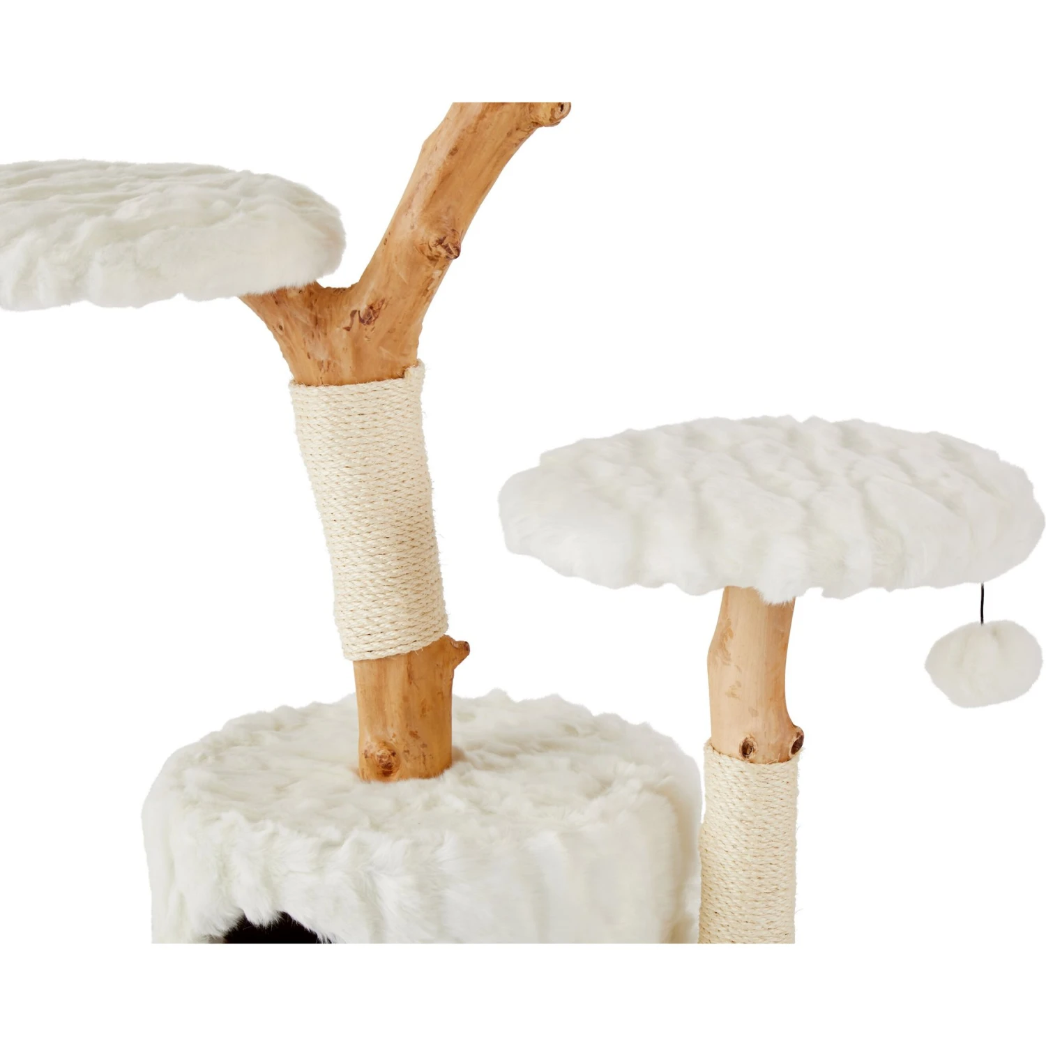 Frisco Natural Wood Modern Cat Tree With Toy, Ivory, Large - Image 5