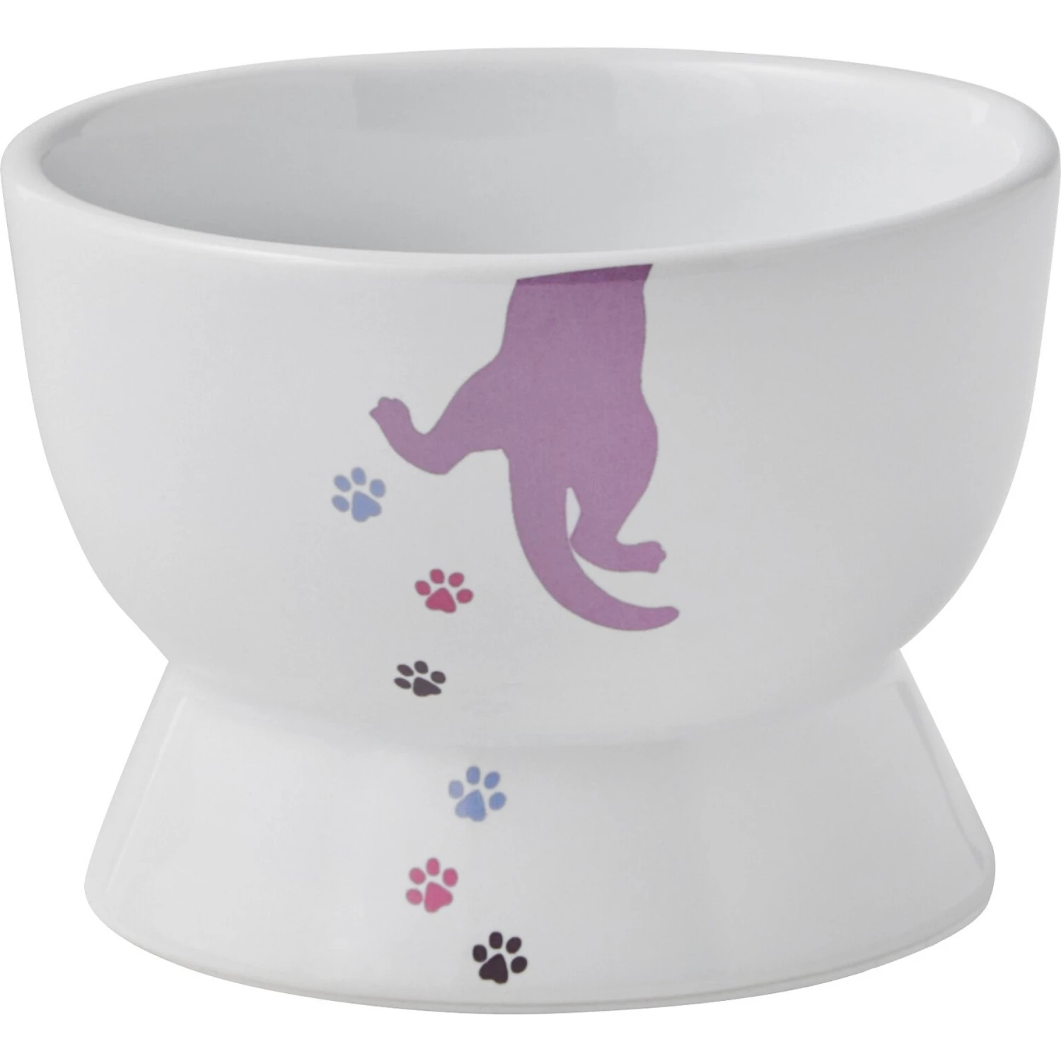 Frisco Cat Print Non-skid Elevated Ceramic Cat Bowl, Short