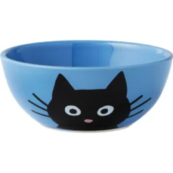 Frisco Cat Face Non-skid Ceramic Cat Bowl, Blue
