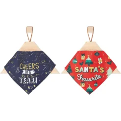 Frisco Santa's Favorite & Cheers To The New Year Dog & Cat Reversible Bandana