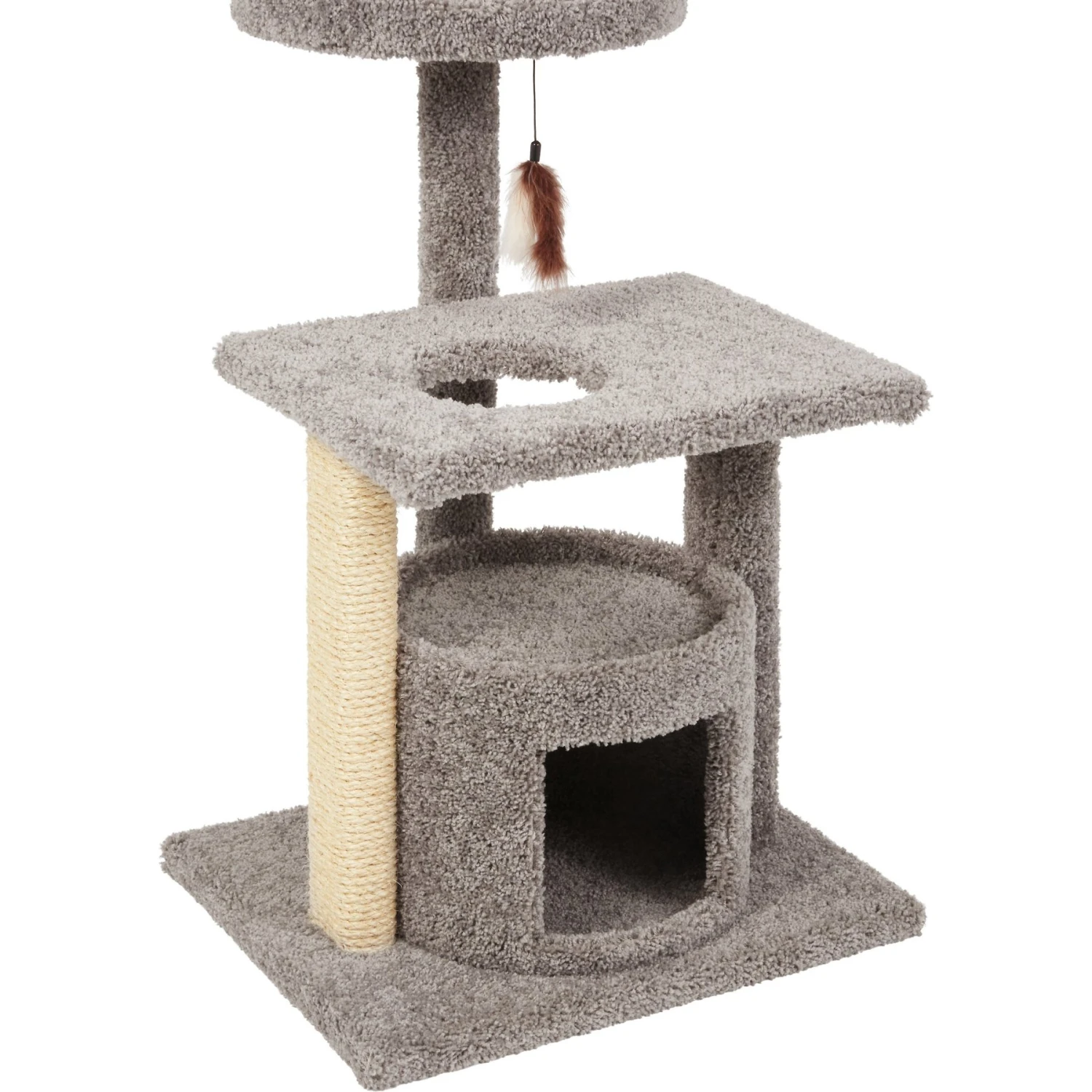 Frisco 37-in Real Carpet Cat Tree With Condo, Grey - Image 4