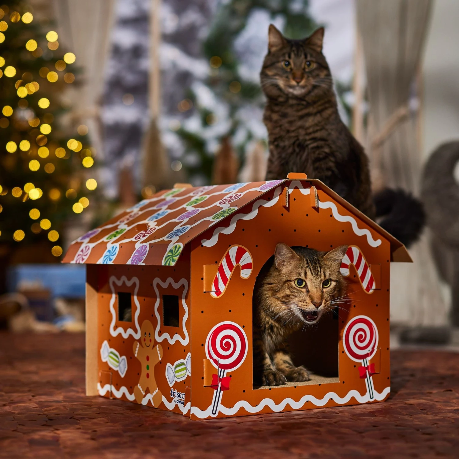 Frisco Holiday Gingerbread House Cardboard Cat House Cat Toy - Image 5
