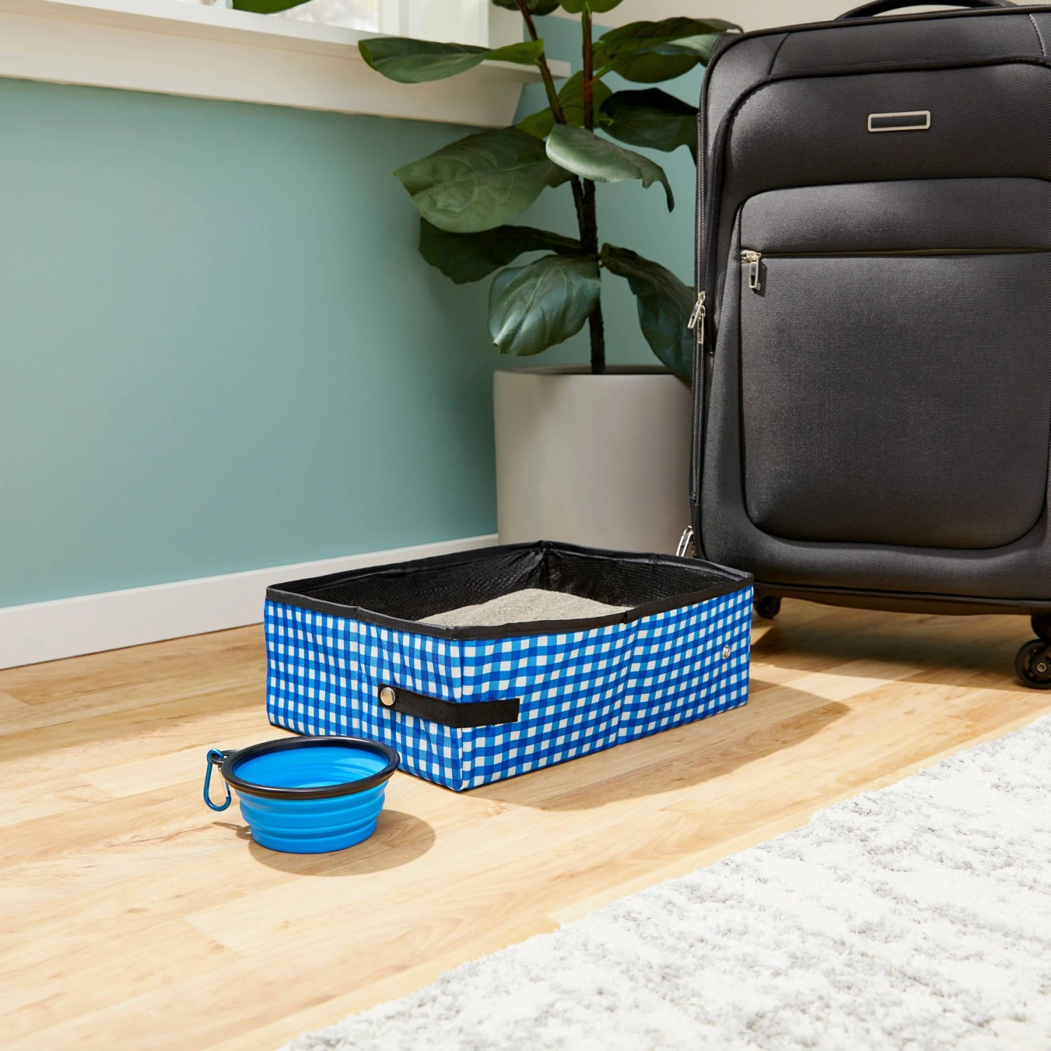 Frisco Travel Safety Dog & Cat Carrier & Pet Fit For Life Collapsible Portable Litter Box With Collapsible Bowl - Image 6