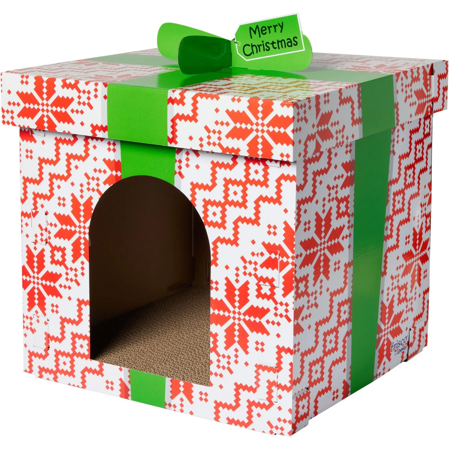 Frisco Holiday Gift Box Cardboard Cat House & Frisco Holiday Santa's Workshop Cardboard Cat House - Image 2