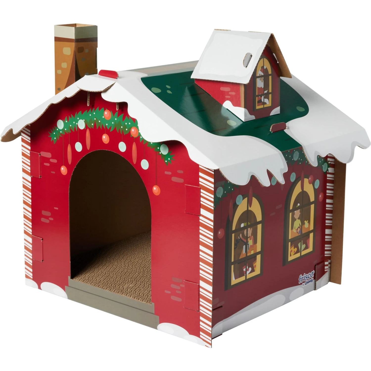 Frisco Holiday Gift Box Cardboard Cat House & Frisco Holiday Santa's Workshop Cardboard Cat House - Image 6