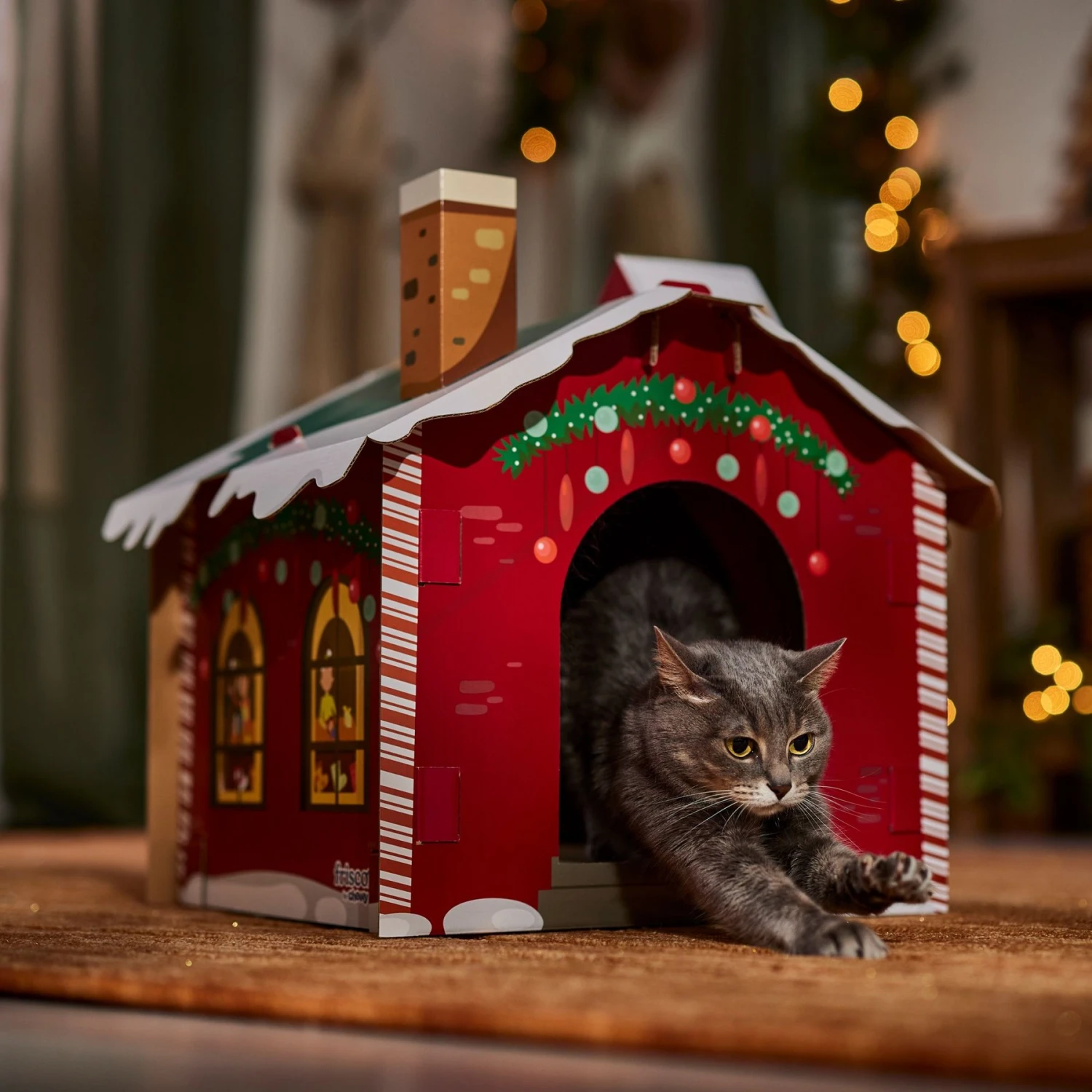 Frisco Holiday Gift Box Cardboard Cat House & Frisco Holiday Santa's Workshop Cardboard Cat House - Image 9